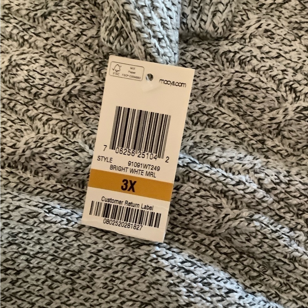 PRETTY NWT KAREN SCOTT 3X BLACK/WHITE/GRAY TWEED SWEATER - Picture 4 of 6